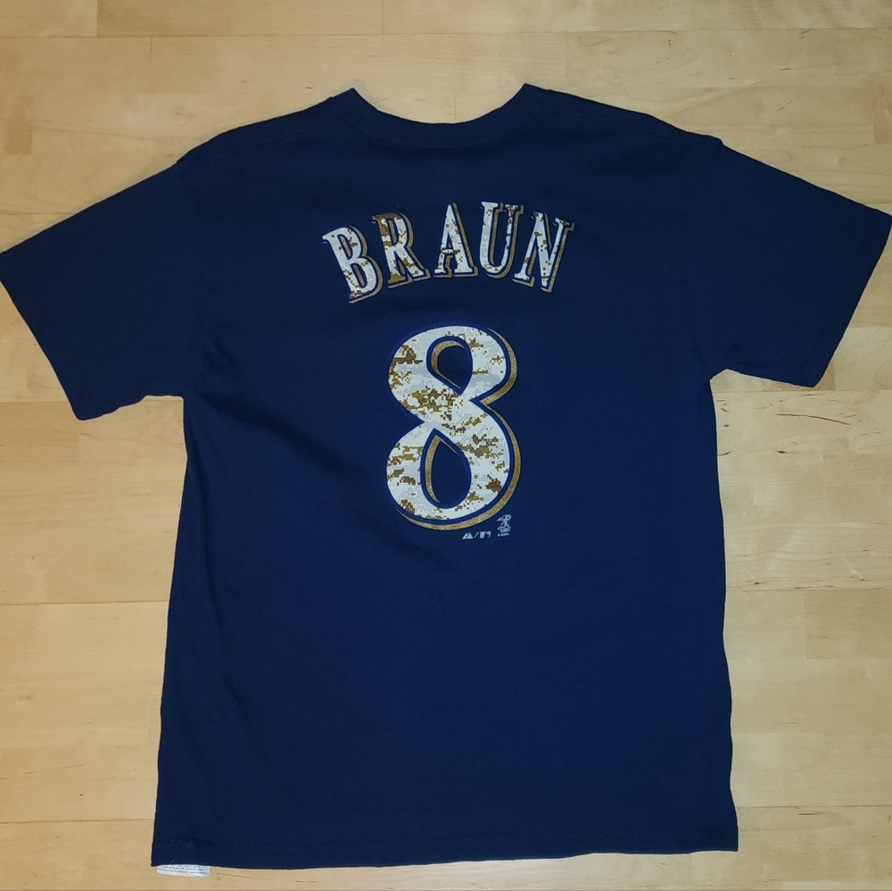 Milwaukee Brewers Ryan Braun #8 Digital Camo T-Shirt Shirsey Size M